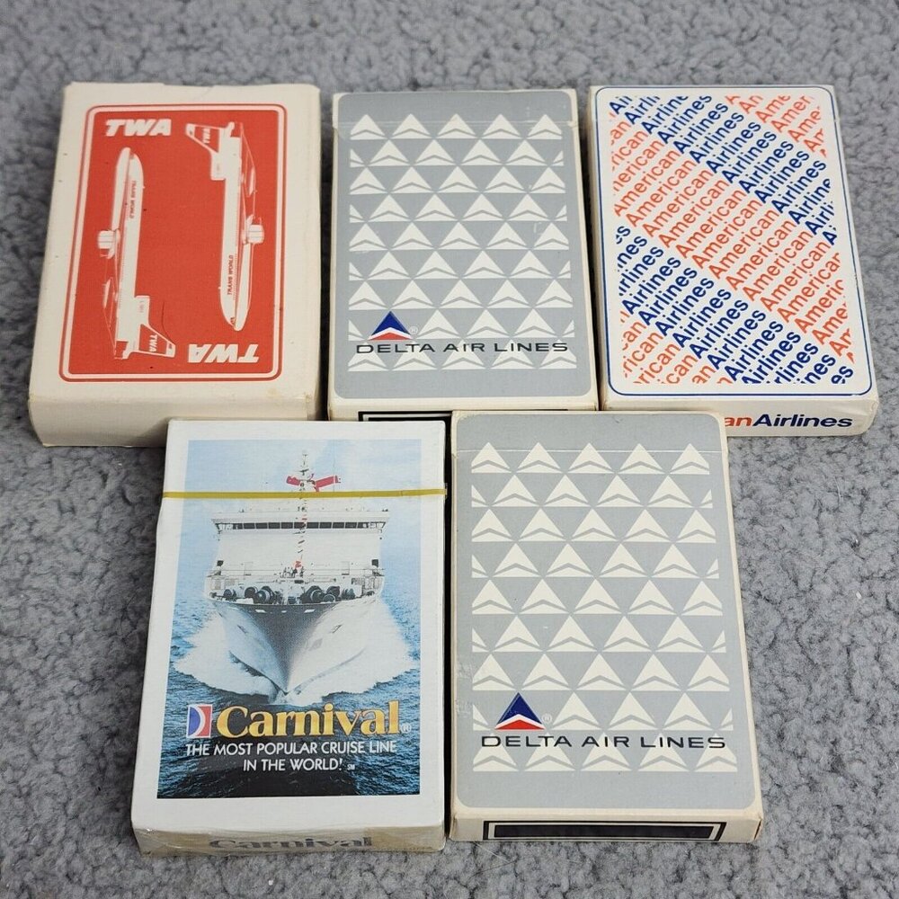 TWA Delta American Air Lines Playing Cards Plus Carnival Cruise Playing Cards